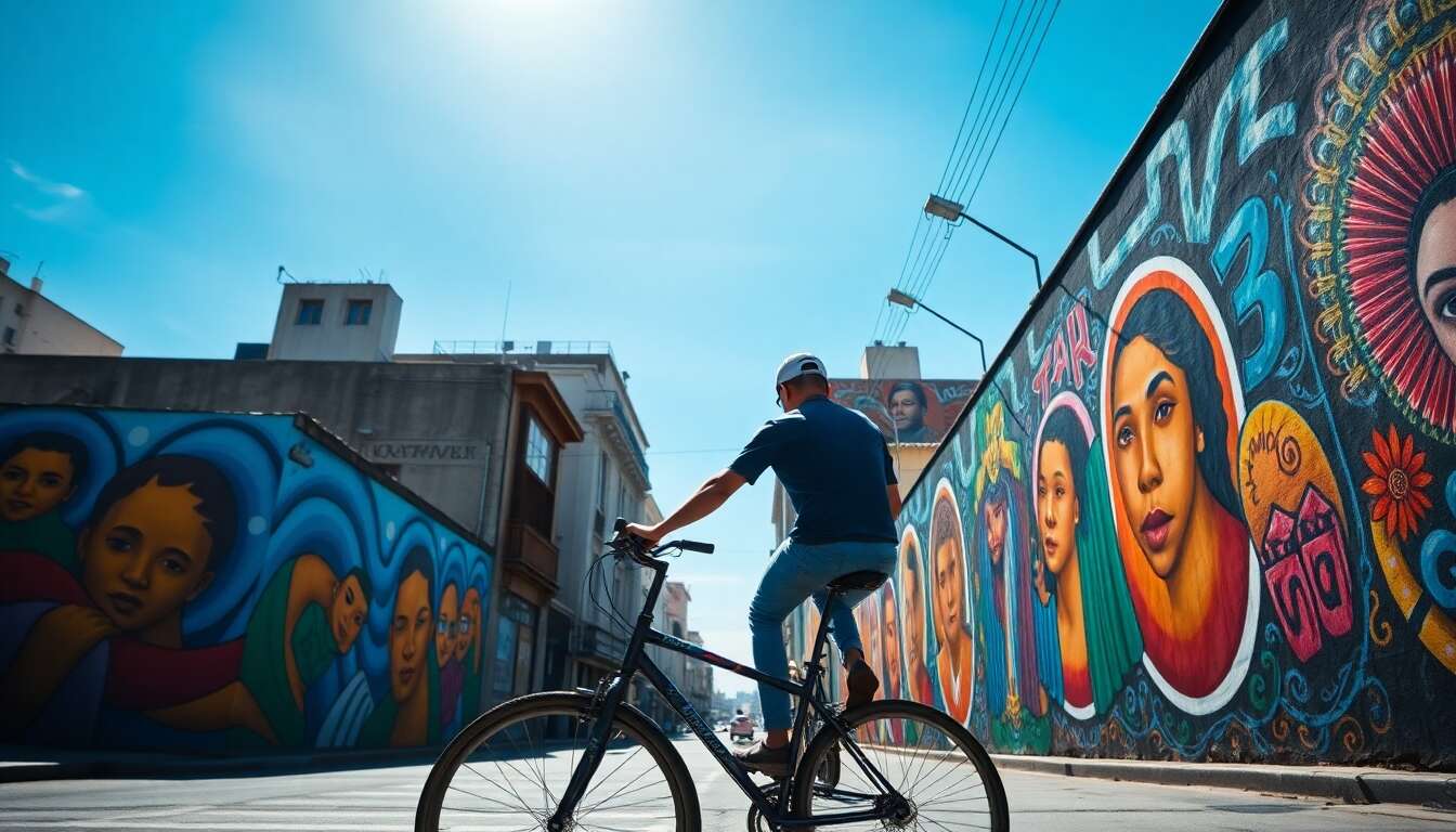 L'art à ciel ouvert : exploration des fresques murales en pédalant