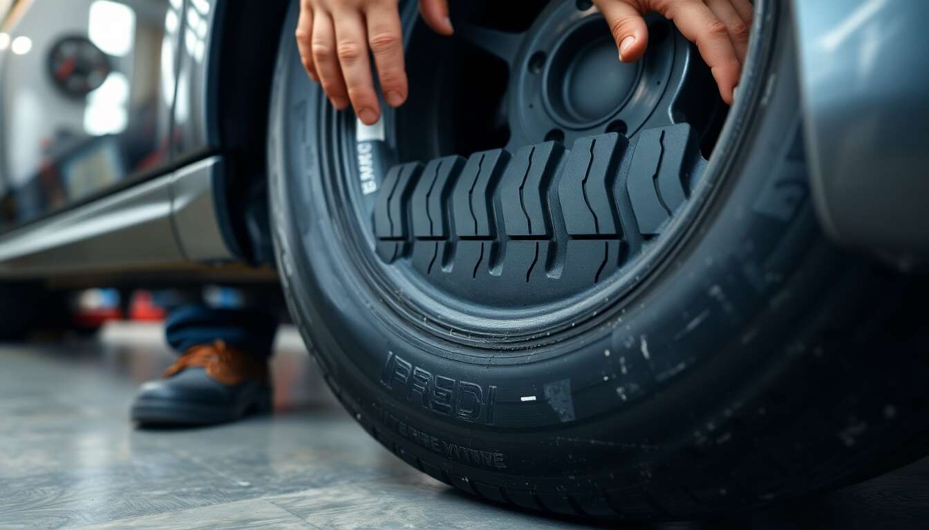 Repérer les indicateurs de sens sur un pneu