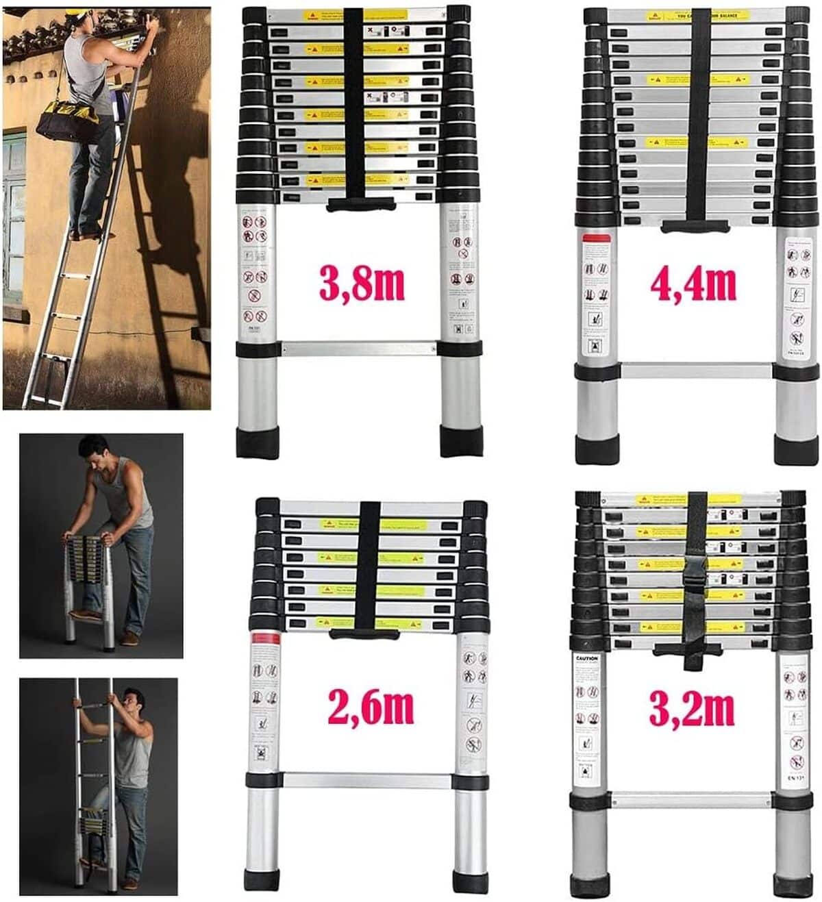 Évaluation échelles télescopiques : robustesse et compacité (2, 6M, 150kg)