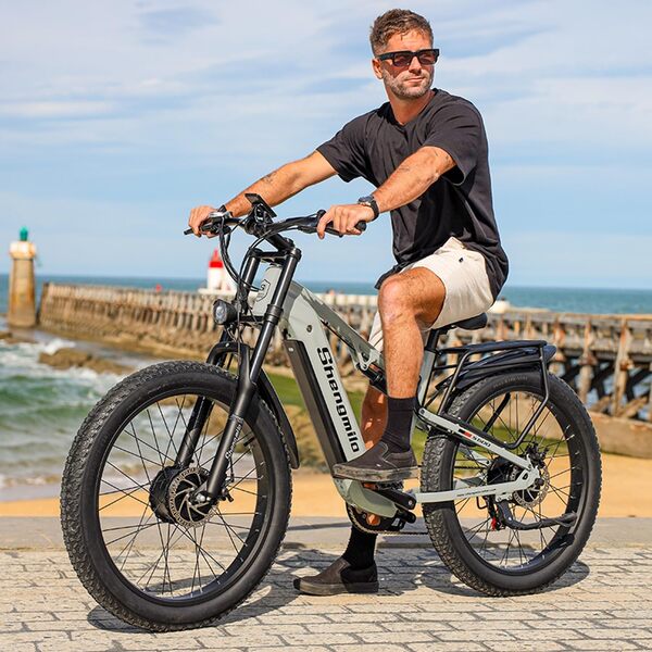 Vélo de Montagne électrique Adulte S600 à Suspension complète, Double Moteur, Batterie 48V 17.5 Ah, 26 Pouces 3.0 Fat Tire ebike, Trois Modes de Conduite, vélo électrique