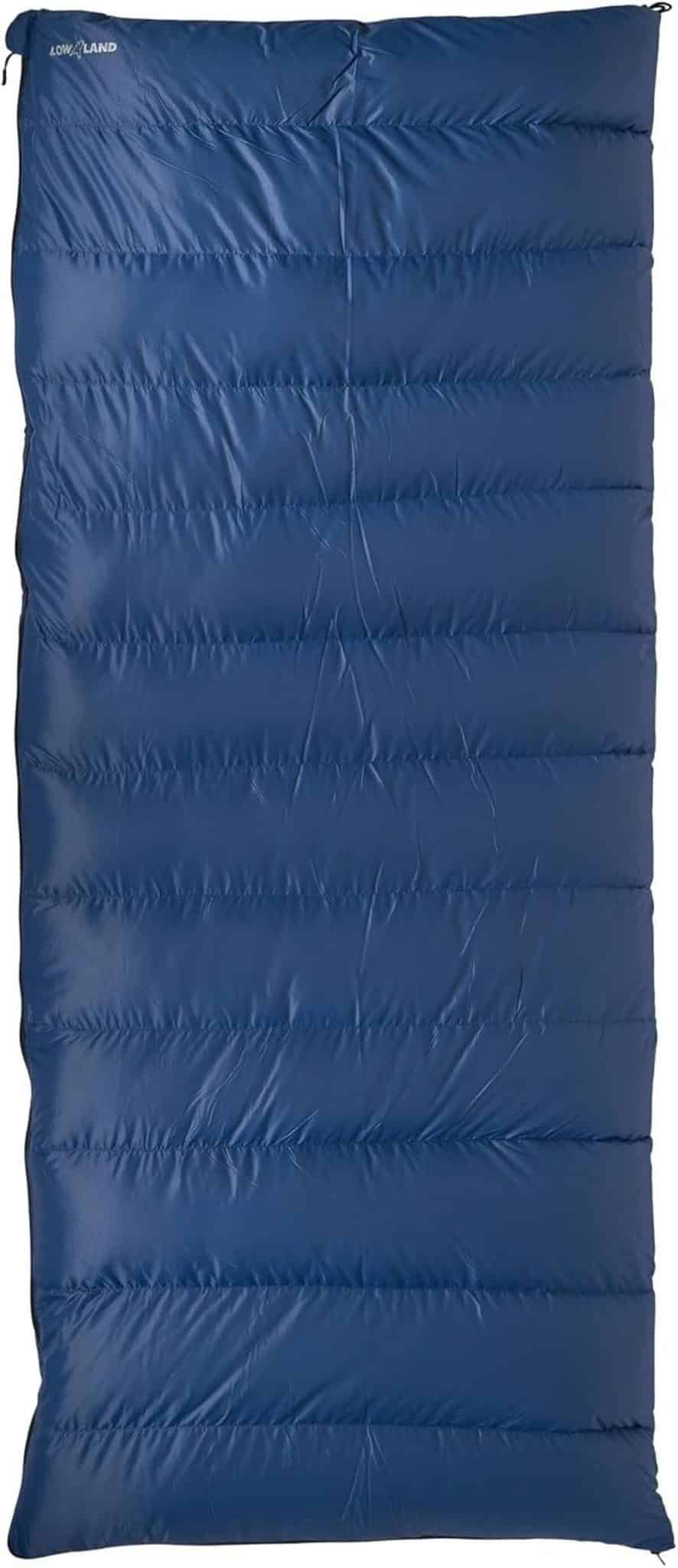 Test du sac de couchage Lowland Outdoor Companion NC 1 en duvet bleu