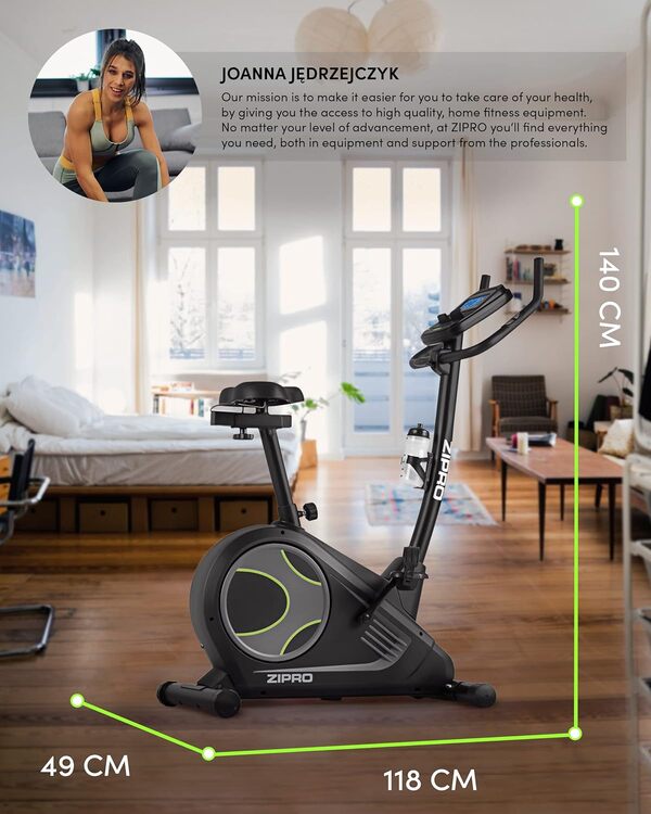 Zipro Vélo d'appartement Flame, Ergomètre Fitness, Vélo d'appartement magnétique, Ergomètre jusqu'à 150 kg, Vélo d'intérieur, Vélo d'entraînement à domicile, Vélo ergomètre filaire