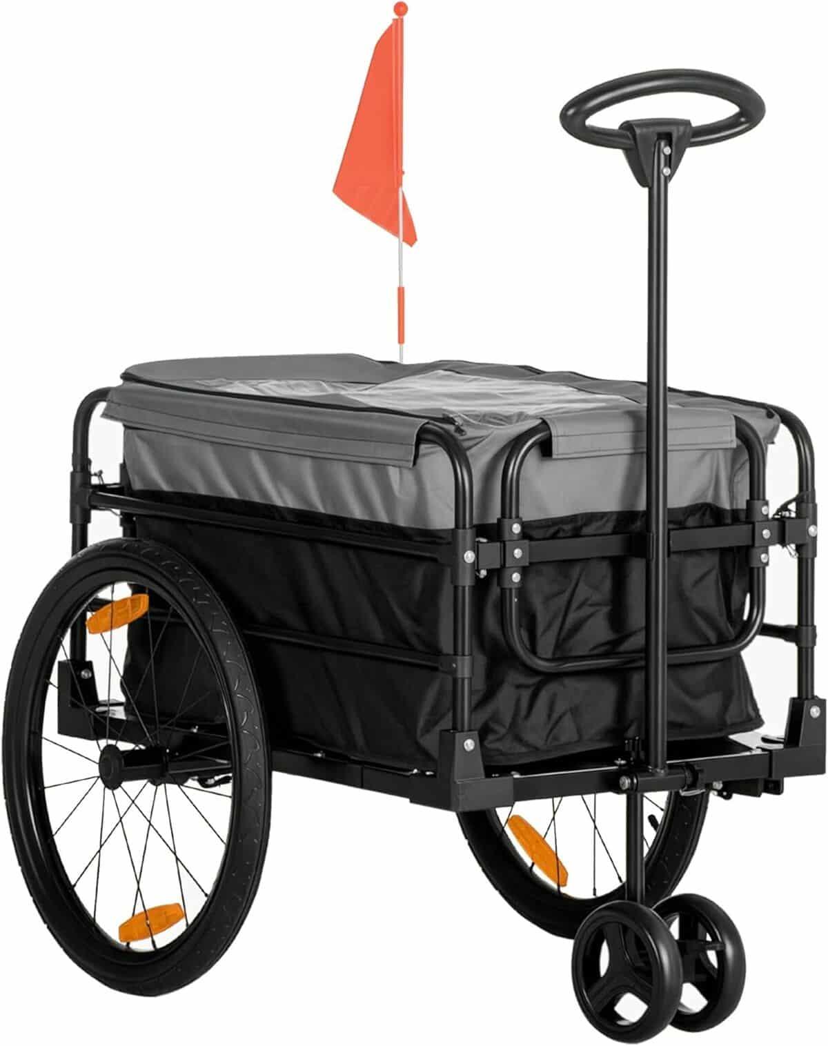 Test de la remorque de vélo HOMCOM 2 en 1 noir+gris