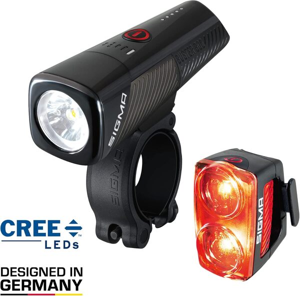 SIGMA Buster 800 / RL 150 | Kit d'éclairage vélo | Avant avec 5 Modes d'éclairage | Arrière avec Fonction feu Stop | Lampe vélo à LED puissante avec Une visibilité de 170m jusqu'à 30 Heures