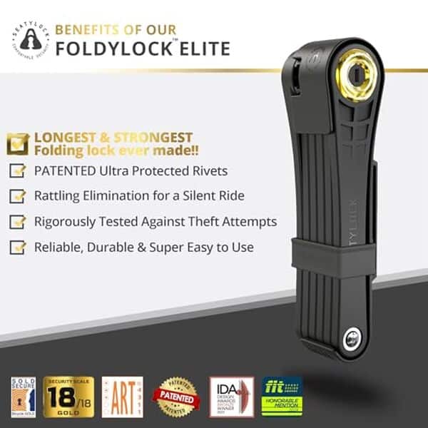 Découvrez le FoldyLock Elite : un antivol vélo pliable alliant haute sécurité et praticité pour tous vos déplacements en toute sérénité