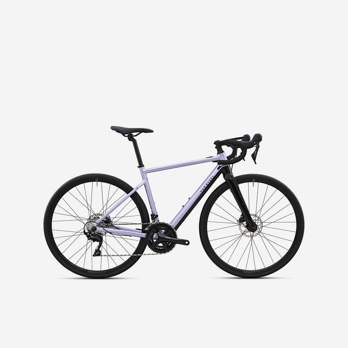 Test du vélo de route électrique Decathlon E-EDR AF WMN Shimano 105 2x11S lila