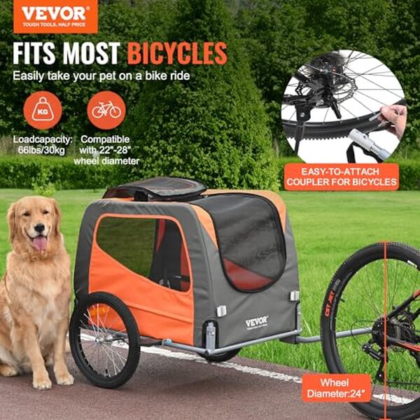 Découvrez notre test détaillé de la remorque de vélo pour chien VEVOR 30 kg : design pliable, sécurité et praticité pour vos balades en famille.
