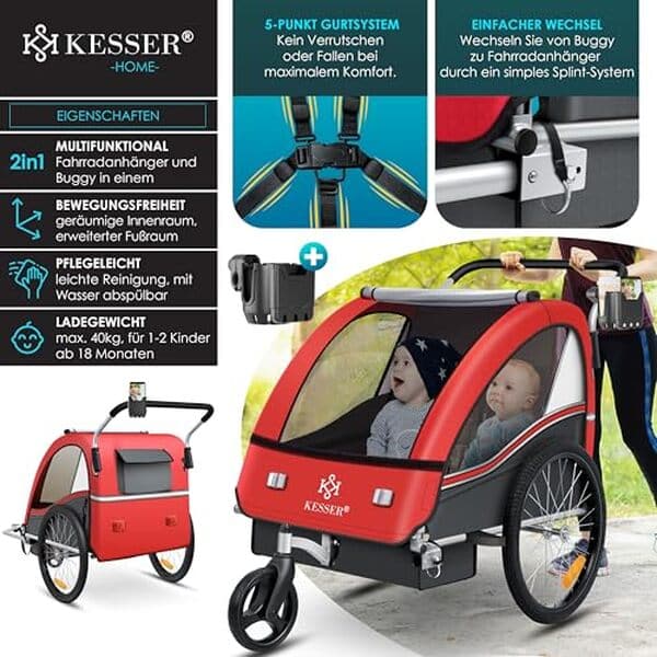 Découvrez notre test complet de la remorque enfants Kesser Sport-RX 2 en 1 : caractéristiques, avantages et inconvénients pour bien choisir votre remorque vélo.