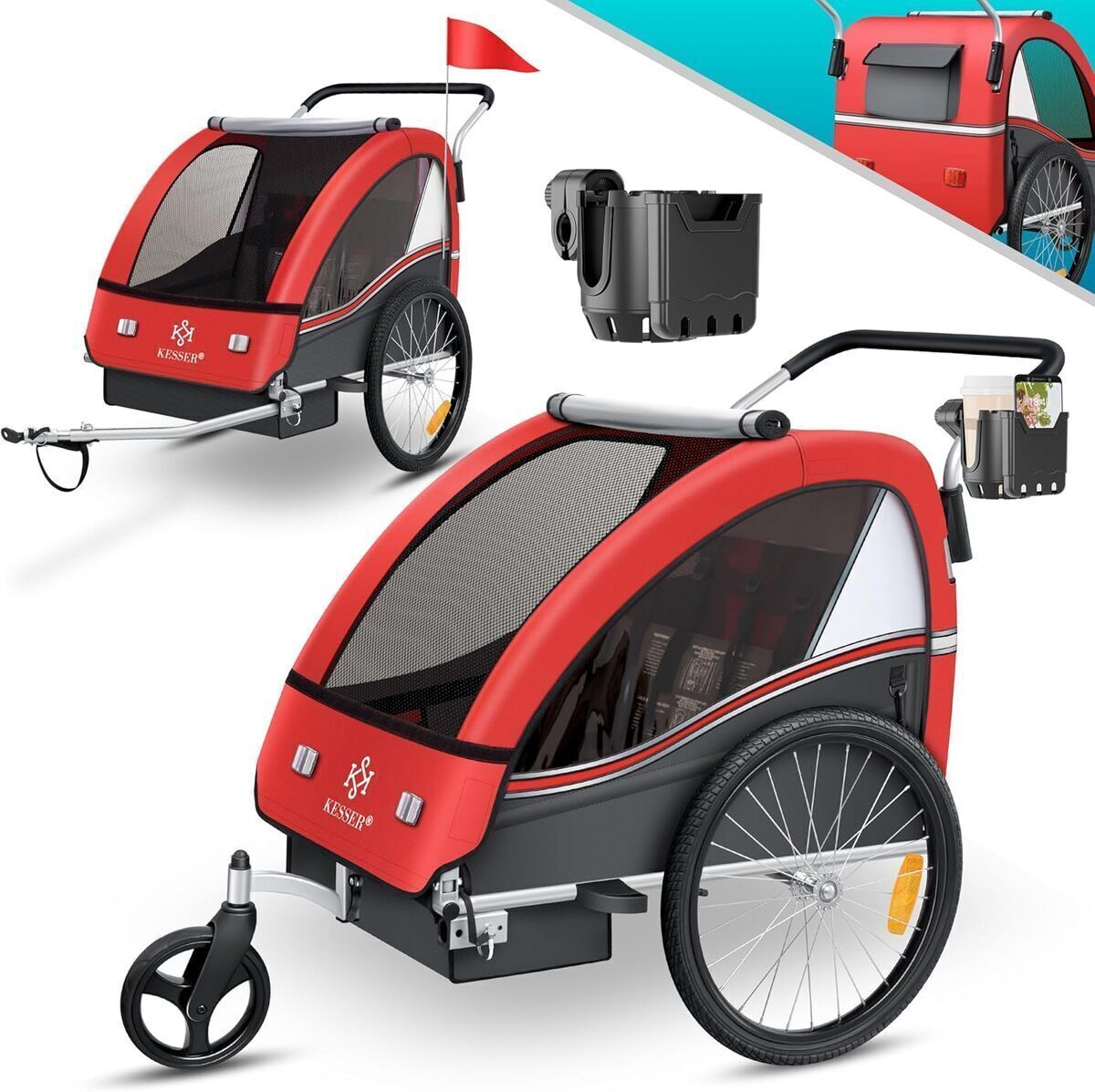 Test : remorque enfants Kesser Sport-RX, 2 en 1