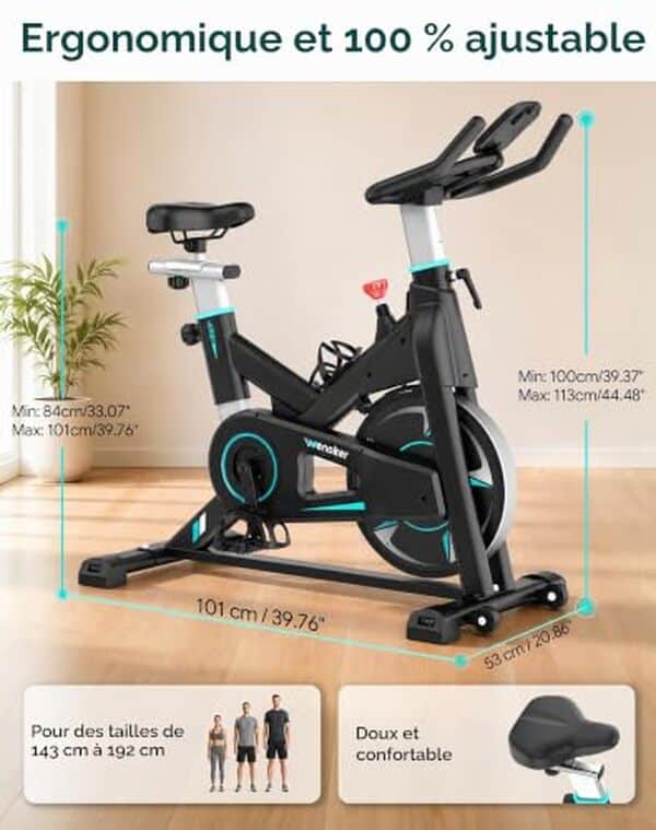 Découvrez notre test détaillé du vélo d'appartement connecté Wenoker. Silence, performances et connectivité : tous les détails pour bien choisir votre vélo de fitness. 