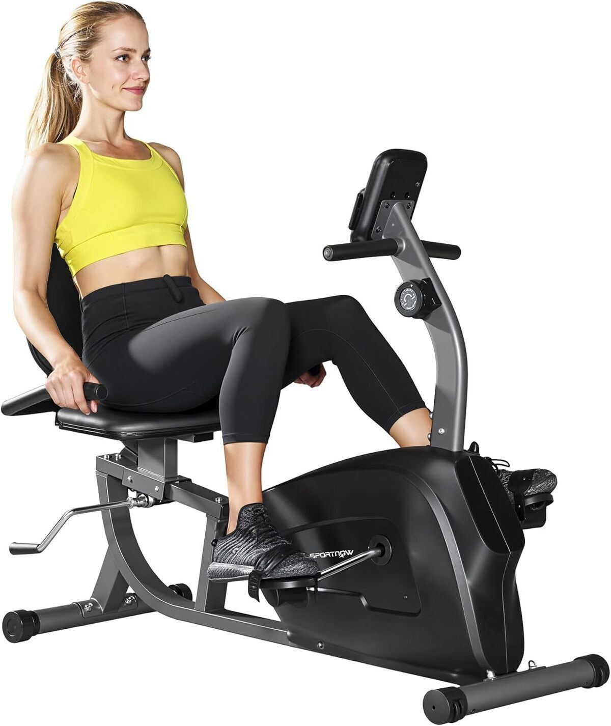 Test du vélo d'appartement semi-allongé SPORTNOW : résistance magnétique