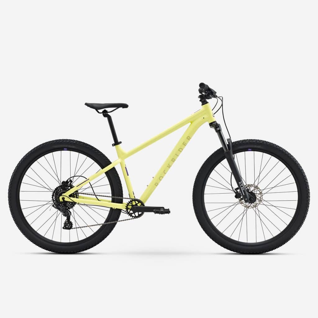Test du vélo vtt randonnée Decathlon EXPL 140 jaune